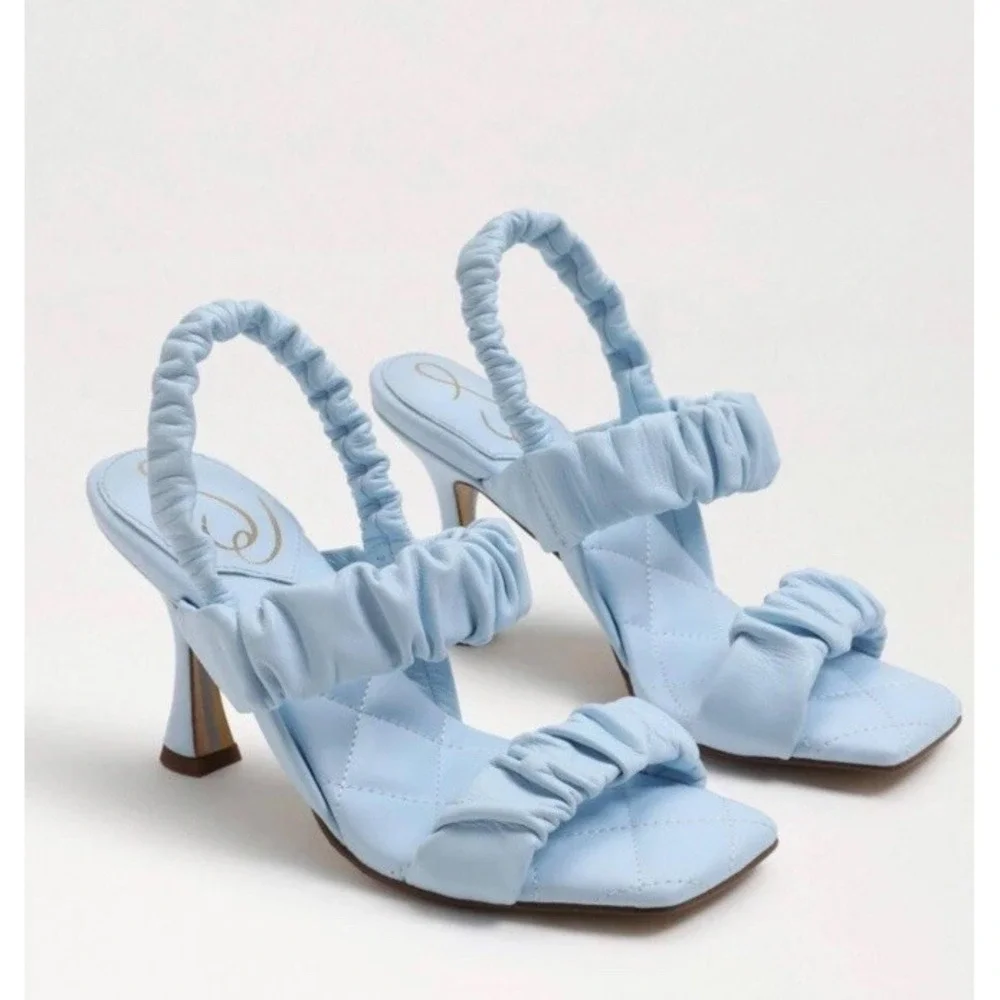 Sam Edelman Marlena Padded Strap Heel- Riviera Blue‎ Leather 7 M NIB